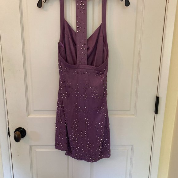 Rachel Comey Purple Halterneck Mini Dress W/ Silver Embellishments Sz XS/0 - Picture 7 of 11